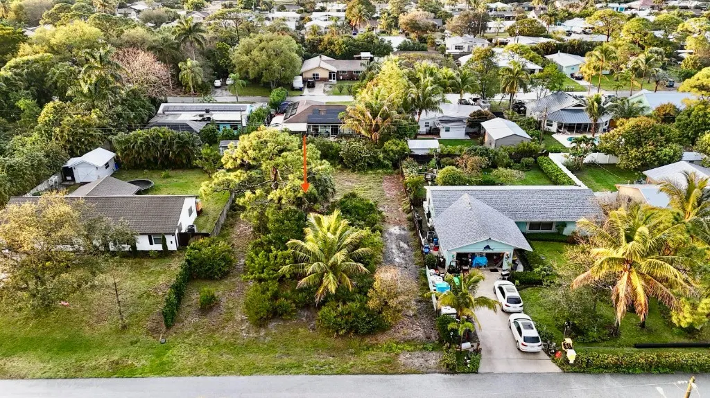 Street-side aerial of the lot at 6483 SE Sylvan Place